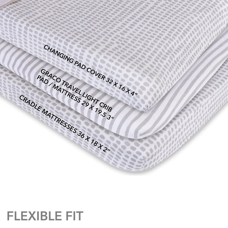 Ely's & Co. Waterproof Changing Pad Covers | Cradles Sheets 2 Pack - 100% Jersey Cotton with Waterproof Liner - Neutral Taupe Grey for Baby Girls and Boys, Newborn Essentials - Image 3